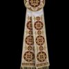KR59079-Κορδέλα Δικεροτρικέρων - Σχέδιο σε Μεταξωτό Κόκκινο με Λευκό Σιπ